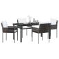 Preview: 5-teiliges Garten-Dining-Set mit Kissen Braun Poly-Rattan