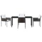 Preview: 5-teiliges Garten-Dining-Set mit Kissen Braun Poly-Rattan