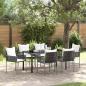 Preview: ARDEBO.de - 7-teiliges Gartentischset mit Kissen Braun Poly Rattan