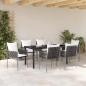 Preview: 7-teiliges Gartentischset mit Kissen Braun Poly Rattan
