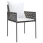 Preview: 7-teiliges Gartentischset mit Kissen Braun Poly Rattan