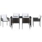 Preview: 7-teiliges Gartentischset mit Kissen Braun Poly Rattan
