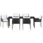 Preview: 7-teiliges Gartendiningset mit Kissen Braun Poly-Rattan