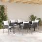 Preview: 7-teiliges Gartendiningset mit Kissen Braun Poly-Rattan