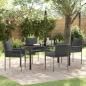 Preview: ARDEBO.de - 5-teiliges Garten-Ess-Set mit Kissen Schwarz Poly-Rattan