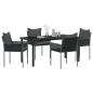 Preview: 5-teiliges Garten-Ess-Set mit Kissen Schwarz Poly-Rattan