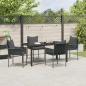 Preview: 5-teiliges Garten-Ess-Set mit Kissen Schwarz Poly-Rattan