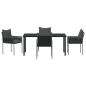 Preview: 5-teiliges Garten-Ess-Set mit Kissen Schwarz Poly-Rattan