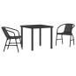 Preview: 3-teiliges Gartenset Schwarz Poly Rattan