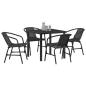 Preview: 5-teiliges Garten-Esstisch-Set Schwarz Poly-Rattan