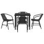 Preview: 5-teiliges Garten-Esstisch-Set Schwarz Poly-Rattan