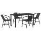 Preview: 5-teiliges Garten-Ess-Set Schwarzes Poly-Rattan