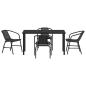 Preview: 5-teiliges Garten-Ess-Set Schwarzes Poly-Rattan