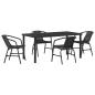 Preview: 5-teiliges Garten-Esszimmer-Set Schwarz Poly-Rattan