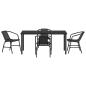 Preview: 5-teiliges Garten-Esszimmer-Set Schwarz Poly-Rattan