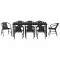 Preview: 9-teiliges Garten-Ess-Set Schwarz Poly-Rattan