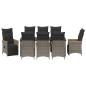 Preview: ARDEBO.de - 9-teiliges Garten-Dining-Set mit Kissen in Grau Poly-Rattan