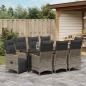 Preview: Garten Essgruppe 9 stk. Grau Poly-Rattan