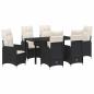 Preview: 7-teiliges Garten-Esszimmer-Set mit Kissen in Schwarz Poly-Rattan