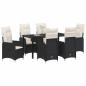 Preview: 7-teiliges Garten-Esszimmer-Set mit Kissen in Schwarz Poly-Rattan