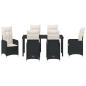 Preview: 7-teiliges Garten-Esszimmer-Set mit Kissen in Schwarz Poly-Rattan