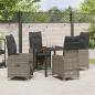 Preview: 5-teiliges Gartendining-Set mit Kissen Grau Poly-Rattan