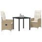 Preview: 3-Teiliges Garten-Dining-Set mit Kissen Beige Poly-Rattan