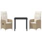 Preview: 3-Teiliges Garten-Dining-Set mit Kissen Beige Poly-Rattan