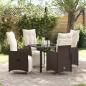Preview: ARDEBO.de - 5-teiliges Garten-Dining-Set mit Kissen Braun Poly-Rattan