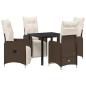 Preview: 5-teiliges Garten-Dining-Set mit Kissen Braun Poly-Rattan