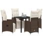 Preview: 5-teiliges Garten-Dining-Set mit Kissen Braun Poly-Rattan