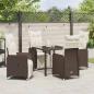 Preview: 5-teiliges Garten-Dining-Set mit Kissen Braun Poly-Rattan