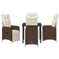 Preview: 5-teiliges Garten-Dining-Set mit Kissen Braun Poly-Rattan