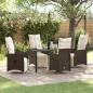 Preview: ARDEBO.de - 5-teiliges Garten-Esszimmer-Set mit Kissen Braun Poly-Rattan