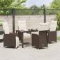 Preview: 5-teiliges Garten-Esszimmer-Set mit Kissen Braun Poly-Rattan