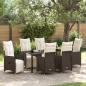 Preview: ARDEBO.de - 7-teiliges Garten-Ess-Set mit Kissen Braun Poly-Rattan