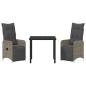 Preview: 3-teiliges Garten-Dining-Set mit Kissen Grau Poly-Rattan