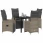 Preview: 5-teiliges Garten-Esszimmer-Set mit Kissen Grau Poly-Rattan
