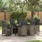 Preview: ARDEBO.de - 7-teiliges Garten-Dining-Set mit Kissen Graues Poly-Rattan
