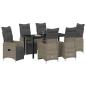 Preview: 7-teiliges Garten-Dining-Set mit Kissen Graues Poly-Rattan