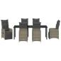 Preview: 7-teiliges Garten-Esszimmer-Set mit Kissen in Grau aus Poly Rattan