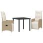 Preview: 3-teiliges Garten-Dining-Set mit Kissen Beige Poly-Rattan