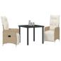 Preview: 3-teiliges Garten-Dining-Set mit Kissen Beige Poly-Rattan