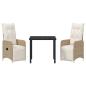 Preview: 3-teiliges Garten-Dining-Set mit Kissen Beige Poly-Rattan