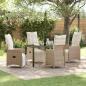 Preview: ARDEBO.de - 5-teiliges Garten-Ess-Set mit Kissen Beige Poly Rattan