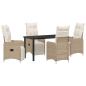Preview: 5-teiliges Garten-Ess-Set mit Kissen Beige Poly Rattan