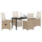 Preview: 5-teiliges Garten-Ess-Set mit Kissen Beige Poly Rattan