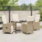Preview: 5-teiliges Garten-Ess-Set mit Kissen Beige Poly Rattan