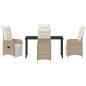 Preview: 5-teiliges Garten-Ess-Set mit Kissen Beige Poly Rattan