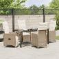 Preview: 5-teiliges Garten-Dining-Set mit Kissen Beige Poly Rattan